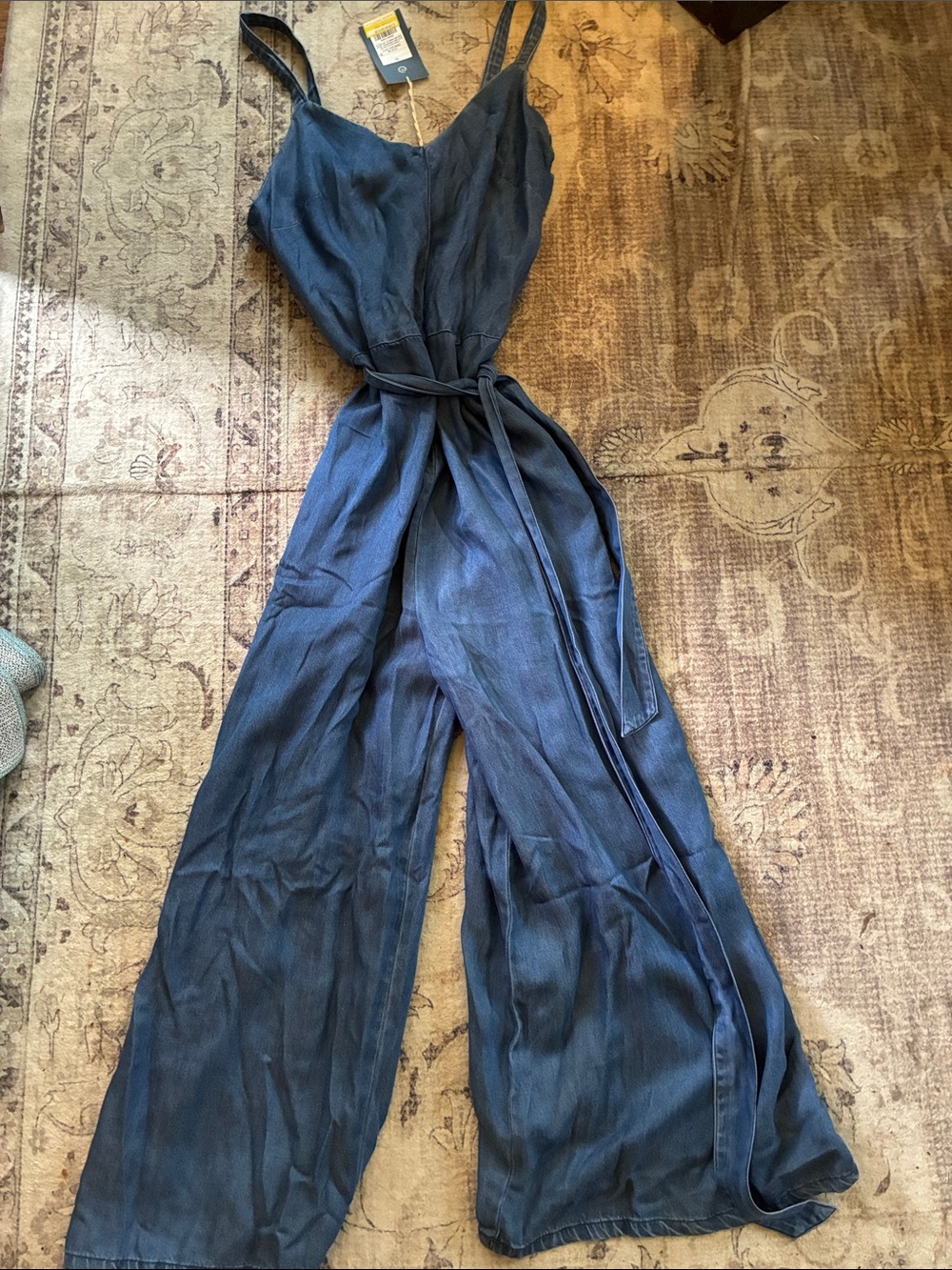 Universal Thread Navy Wide-Leg Jumpsuit with Waist Tie